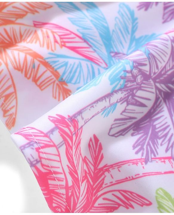 Babyhug Sleeveless Frock Style Swimsuit With Palm Tree Print- Multicolor