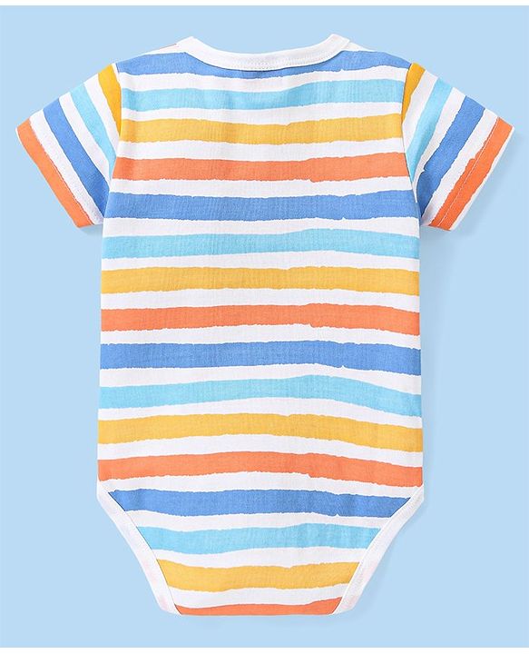 Babyhug 100% Cotton Knit Half Sleeves Onesie With Animal Print Pack of 3 - Multicolor