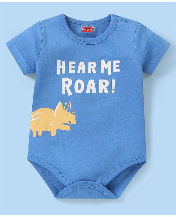 Babyhug 100% Cotton Knit Half Sleeves Onesie With Animal Print Pack of 3 - Multicolor