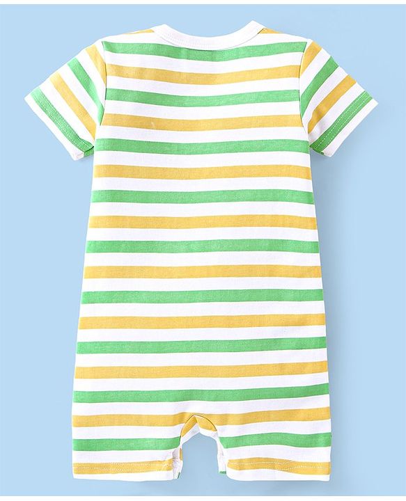 Babyhug 100% Cotton Half Sleeves Rompers Crocodile Print Pack of 2 - Multicolour