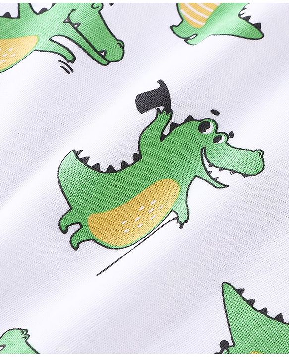 Babyhug 100% Cotton Half Sleeves Rompers Crocodile Print Pack of 2 - Multicolour