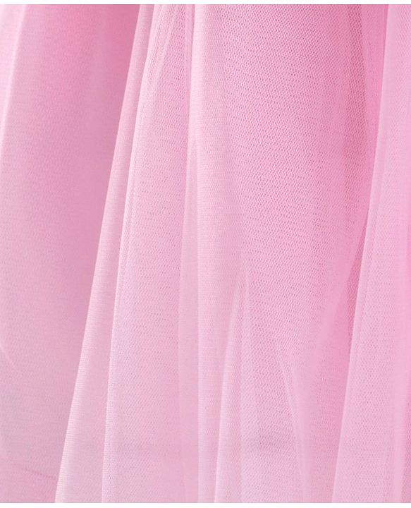 Babyhug Sleeveless Fit & Flared  Party Frock with Sequin Detailing & Floral Applique - Pink