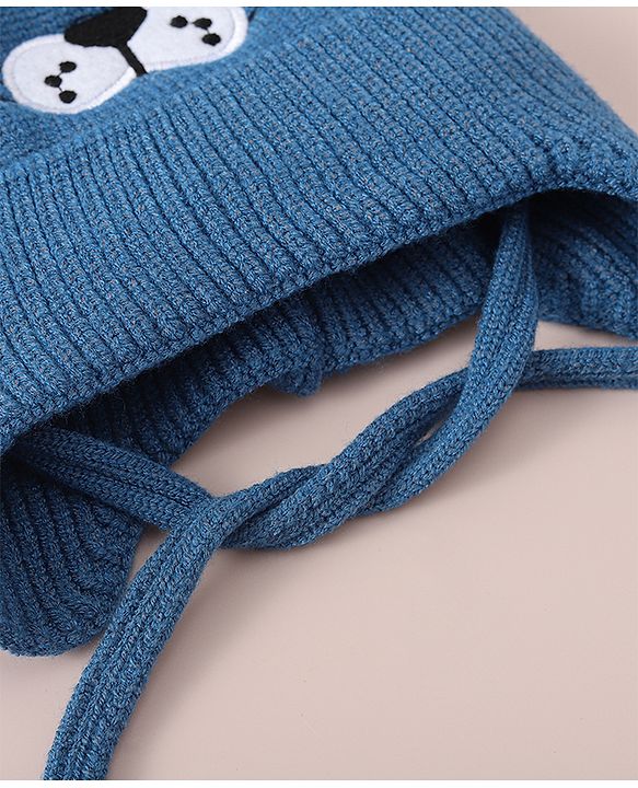 Babyhug Woollen Cap With Tiger Design - Blue