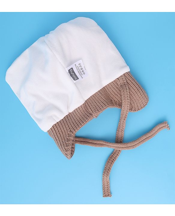 Babyhug Woollen Cap With Tiger Design - Brown
