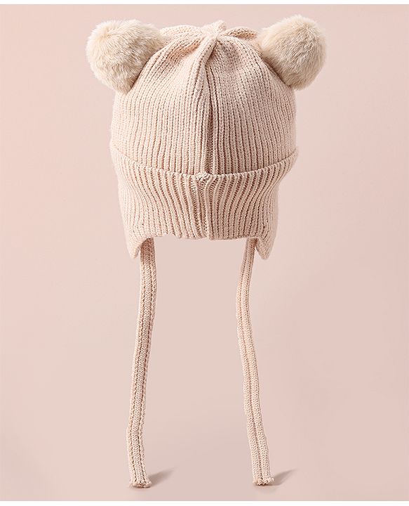 Babyhug Woollen Cap With Tiger Design - Blue