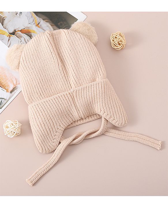 Babyhug Woollen Cap With Tiger Design - Blue