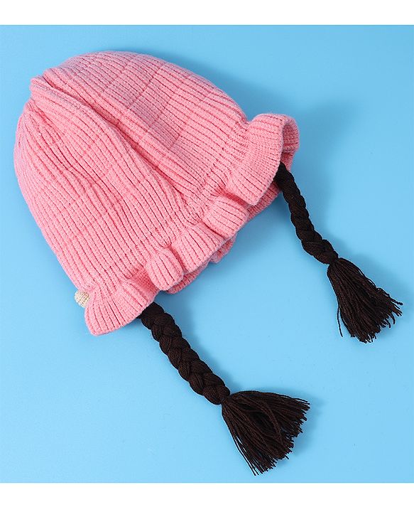 Babyhug Woollen Cap With Bow Applique - Yellow