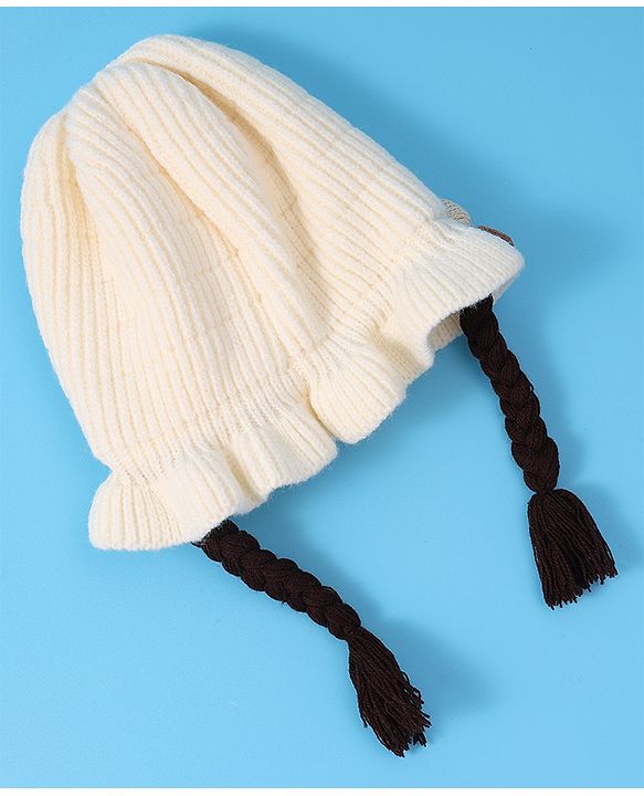 Babyhug Woollen Cap With Bow Applique - Yellow