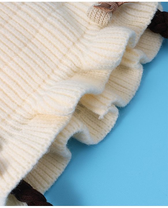 Babyhug Woollen Cap With Bow Applique - Yellow