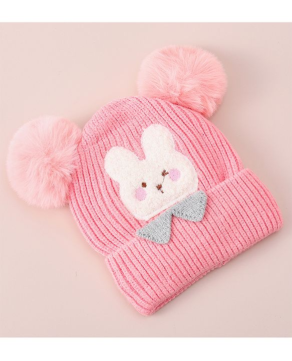 Babyhug Woollen Cap With Bunny Design - Blue