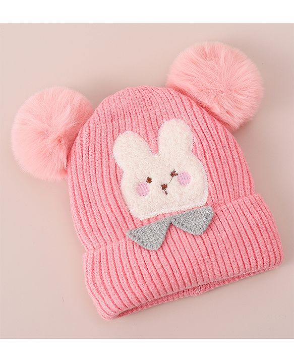 Babyhug Woollen Cap With Bunny Design - Blue