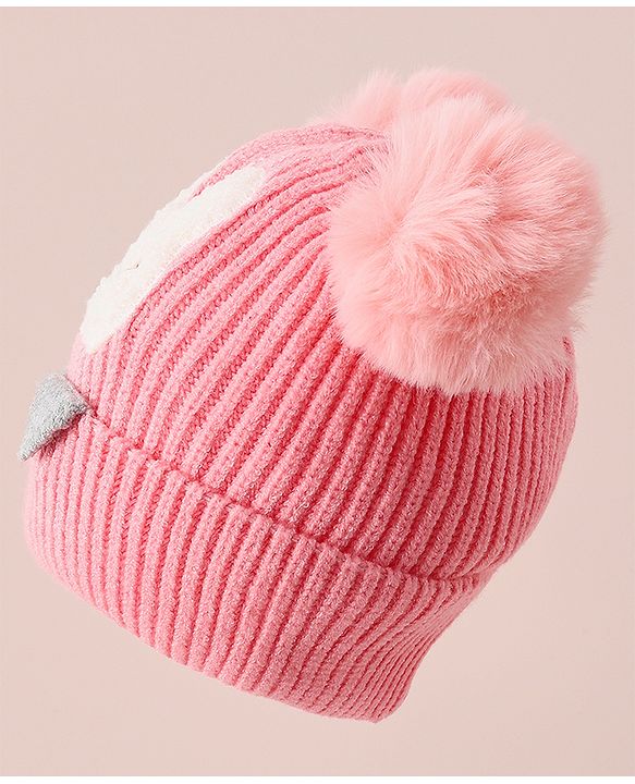 Babyhug Woollen Cap With Bunny Design - Blue