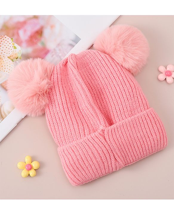 Babyhug Woollen Cap With Bunny Design - Blue