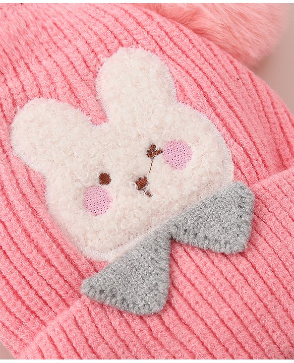 Babyhug Woollen Cap With Bunny Design - Blue