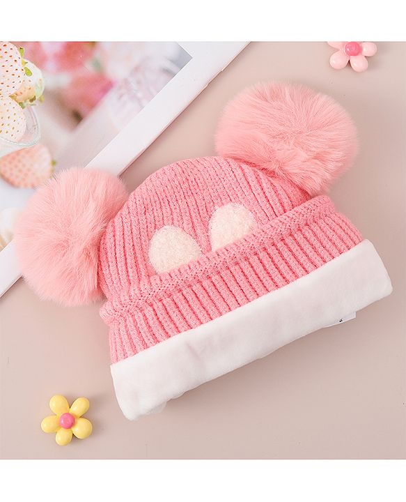 Babyhug Woollen Cap With Bunny Design - Blue