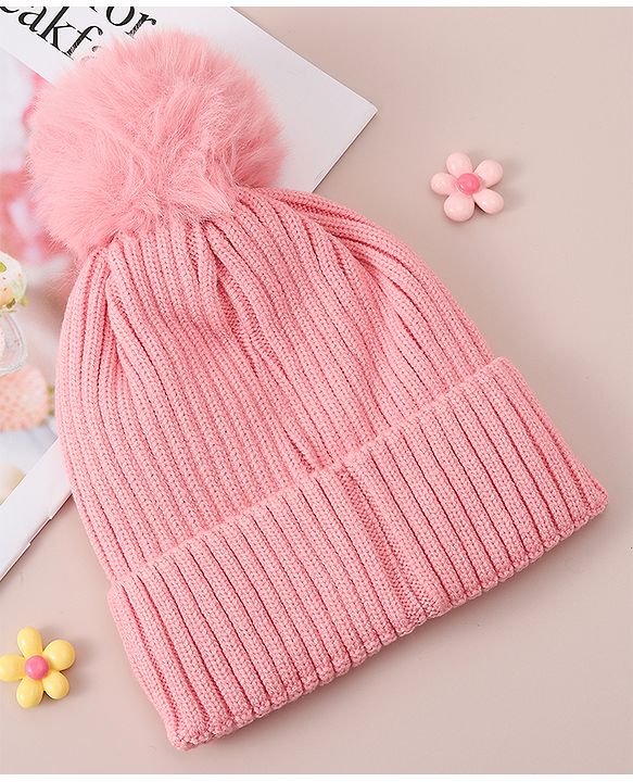 Babyhug Woollen Cap With Bunny Design - Red