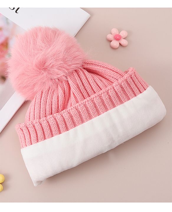 Babyhug Woollen Cap With Bunny Design - Red