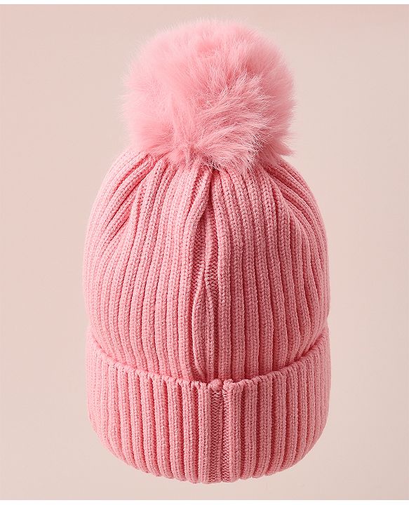 Babyhug Woollen Cap With Bunny Design - Red