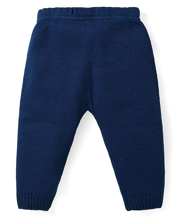 Babyhug Knitted Full Sleeves Sweater Set with  Intarsia Design - Navy Blue