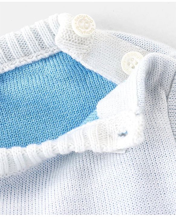 Babyhug Knit Full Sleeves Sweater Set With Butterfly Design - Sky Blue