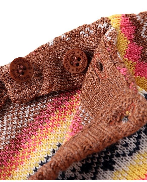 Babyhug Knitted Full Sleeves Sweater Set with Intarsia Design - Multicolour