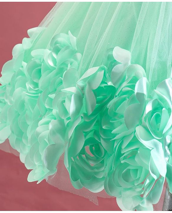 Babyhug Sleeveless  Rosette Applique Fit & Flared Party Frock - Mint