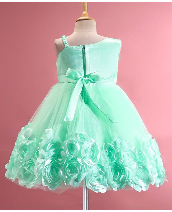 Babyhug Sleeveless  Rosette Applique Fit & Flared Party Frock - Mint