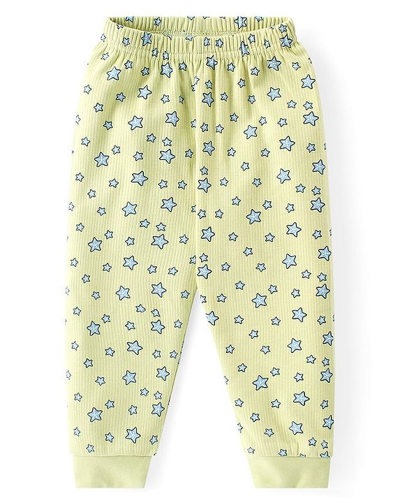 Babyhug Front Open Full Sleeve Vest and Legging Thermal Wear Star Printed Combo Set -Lime Green
