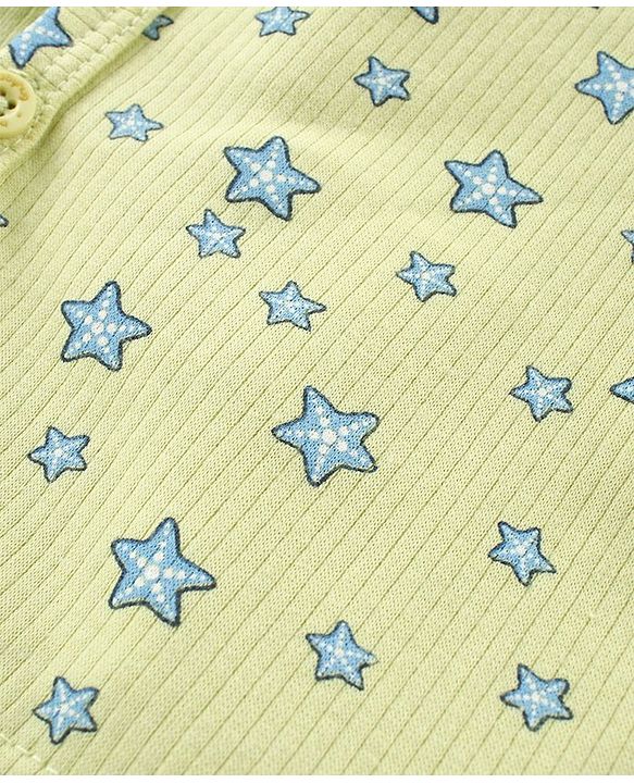 Babyhug Front Open Full Sleeve Vest and Legging Thermal Wear Star Printed Combo Set -Lime Green
