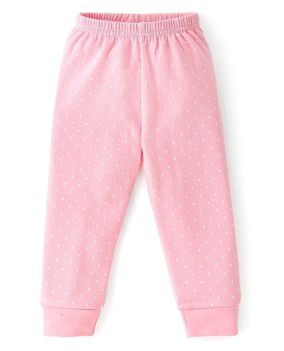 Babyhug Full Sleeves Thermal Vest and Pant Set Polka Dot Print - Pink