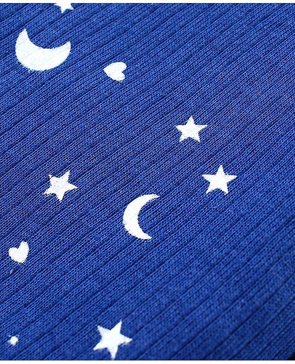 Babyhug Full Sleeves Front Open Vest & Leggings Set Star Print - Navy Blue