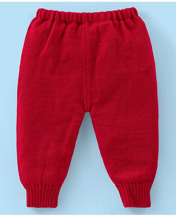 Babyhug Knitted Full Sleeves Striped Baby Sweater Set with Cap & Booties - White & Red