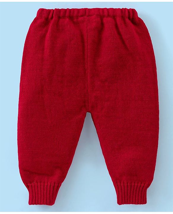 Babyhug Knitted Full Sleeves Striped Baby Sweater Set with Cap & Booties - White & Red
