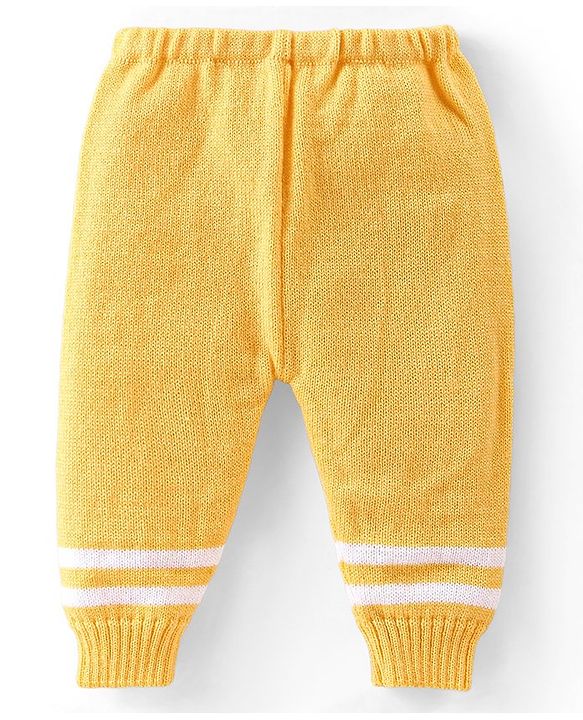 Babyhug Knitted Full Sleeves Striped Baby Sweater Set with Cap & Booties - White & Red
