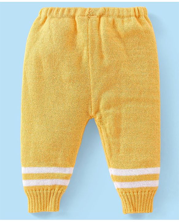 Babyhug Knitted Full Sleeves Striped Baby Sweater Set with Cap & Booties - White & Red