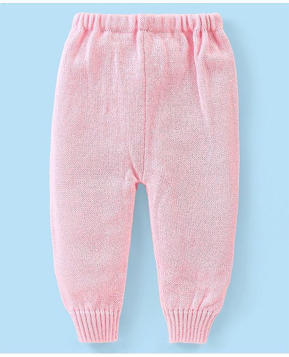 Babyhug Knitted Full Sleeves Striped Baby Sweater Set with Cap & Booties - White & Pink