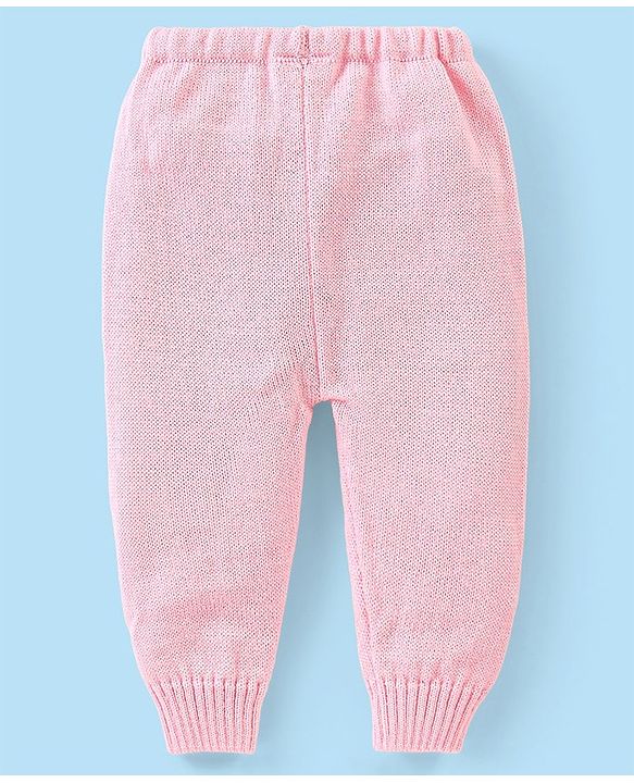 Babyhug Knitted Full Sleeves Striped Baby Sweater Set with Cap & Booties - White & Pink