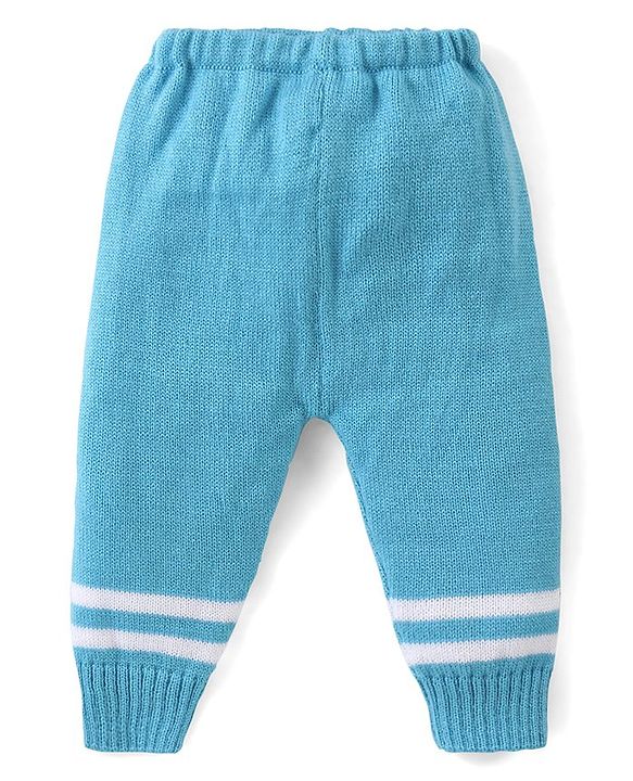 Babyhug Knitted Full Sleeves Striped Sweater Set with Cap & Booties - Blue