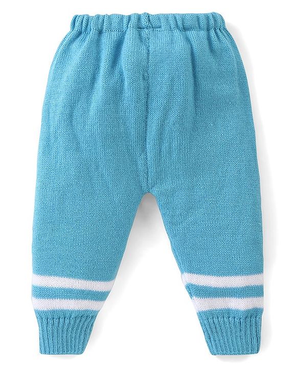 Babyhug Knitted Full Sleeves Striped Sweater Set with Cap & Booties - Blue