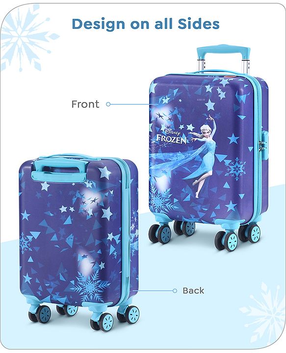 Babyhug Disney Frozen Hard Sided Kids Trolley Luggage Bag with Wheels Blue - 18 Inch