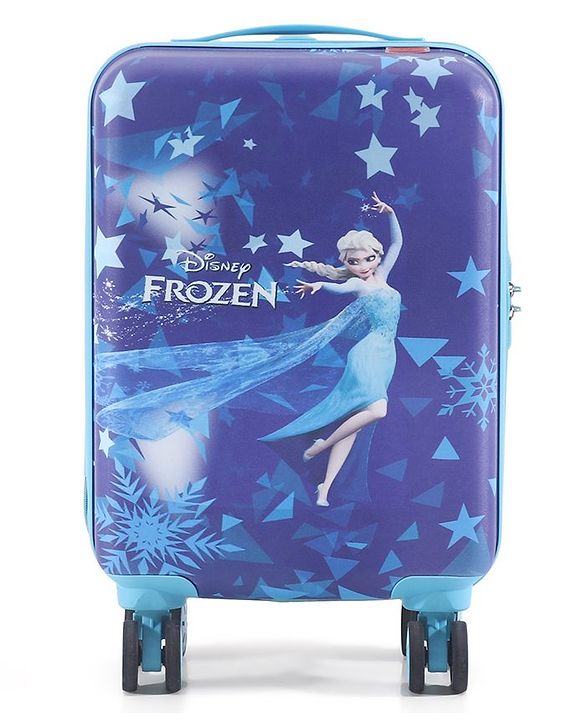 Babyhug Disney Frozen Hard Sided Kids Trolley Luggage Bag with Wheels Blue - 18 Inch