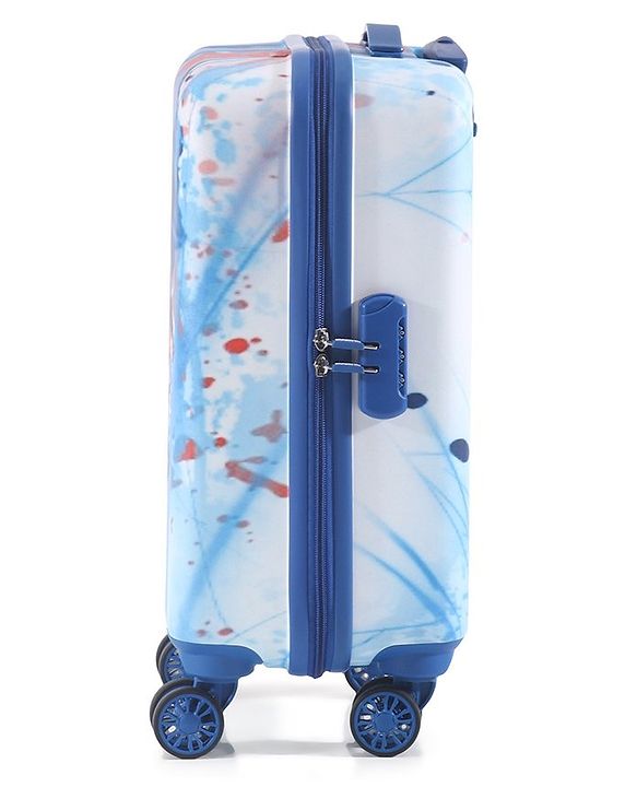 Babyhug Marvel Captain America Hard Sided Kids Trolley Luggage Bag with Wheels Blue - 18 Inch| Shock Resistant| Telescopic Handle| Water Resistant| Easy Zipper Closure| Durable Wheels| Number Lock