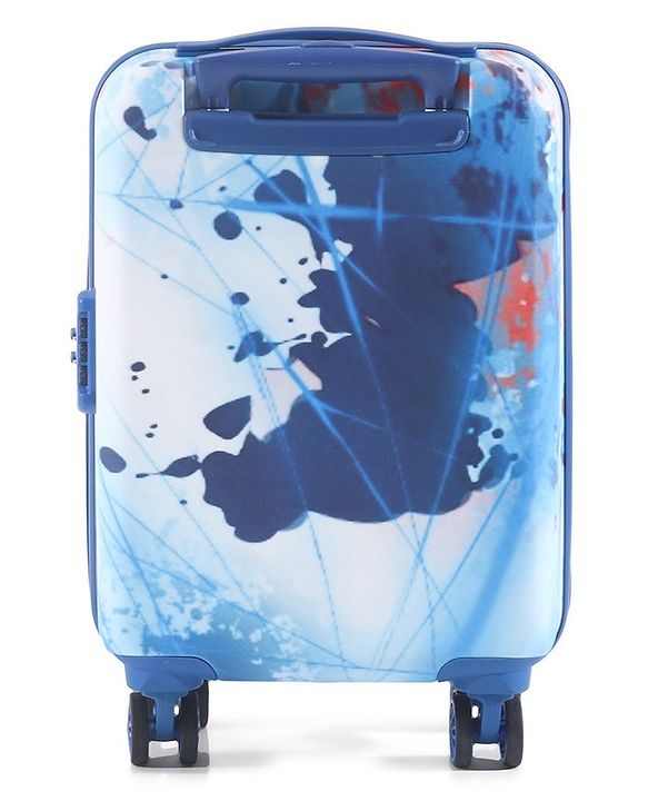 Babyhug Marvel Captain America Hard Sided Kids Trolley Luggage Bag with Wheels Blue - 18 Inch| Shock Resistant| Telescopic Handle| Water Resistant| Easy Zipper Closure| Durable Wheels| Number Lock
