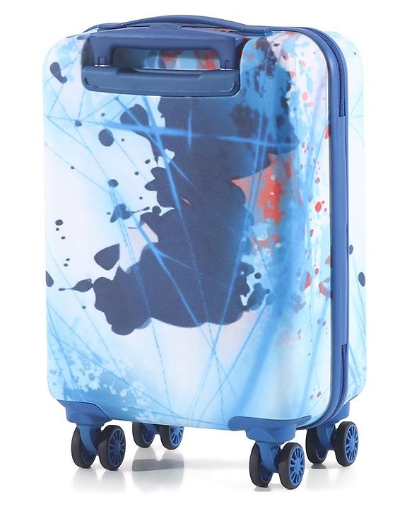 Babyhug Marvel Captain America Hard Sided Kids Trolley Luggage Bag with Wheels Blue - 18 Inch| Shock Resistant| Telescopic Handle| Water Resistant| Easy Zipper Closure| Durable Wheels| Number Lock