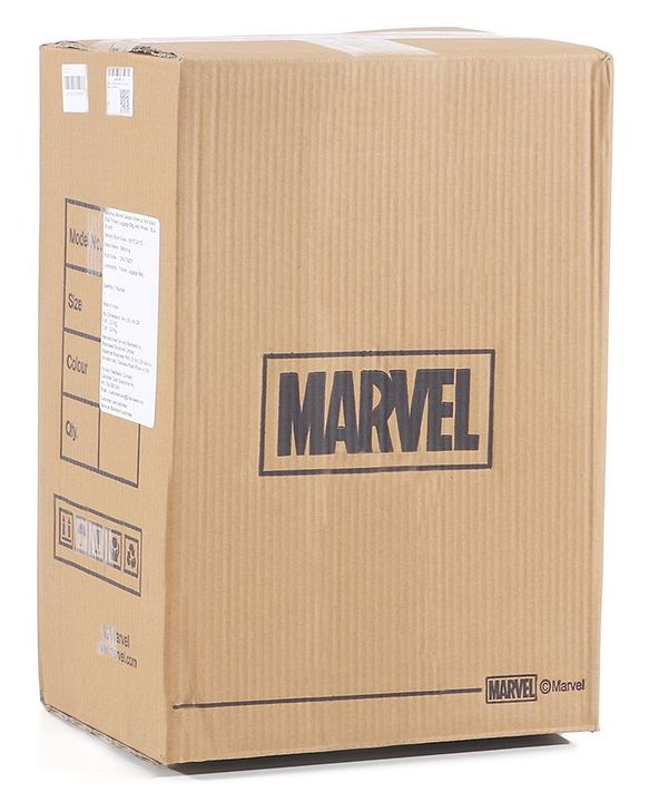 Babyhug Marvel Captain America Hard Sided Kids Trolley Luggage Bag with Wheels Blue - 18 Inch| Shock Resistant| Telescopic Handle| Water Resistant| Easy Zipper Closure| Durable Wheels| Number Lock