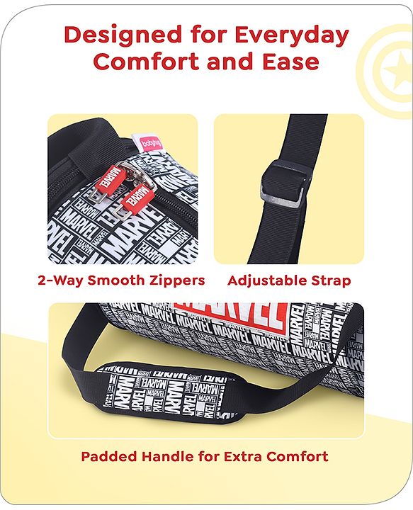 Babyhug Marvel Original Travel Bag - White| GYM Bag| Adjustable Shoulder Strap| Water Proof| Durable Zippers