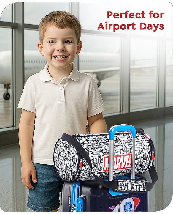 Babyhug Marvel Original Travel Bag - White| GYM Bag| Adjustable Shoulder Strap| Water Proof| Durable Zippers