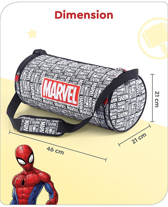 Babyhug Marvel Original Travel Bag - White| GYM Bag| Adjustable Shoulder Strap| Water Proof| Durable Zippers