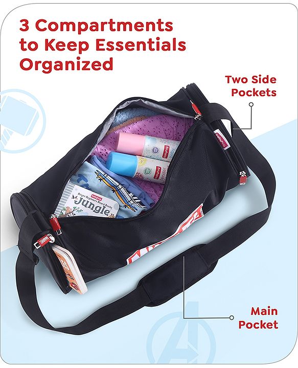 Babyhug Marvel Original Travel Bag - White| GYM Bag| Adjustable Shoulder Strap| Water Proof| Durable Zippers