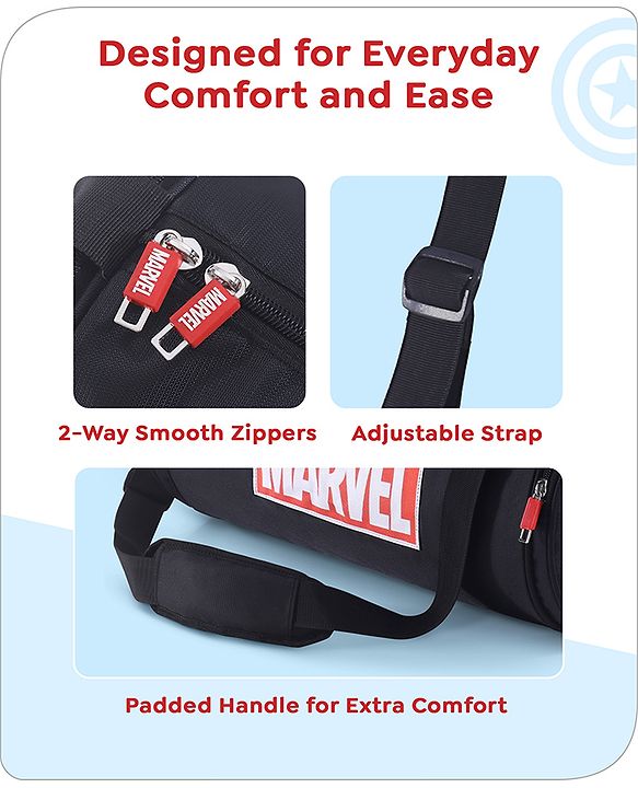 Babyhug Marvel Original Travel Bag - White| GYM Bag| Adjustable Shoulder Strap| Water Proof| Durable Zippers